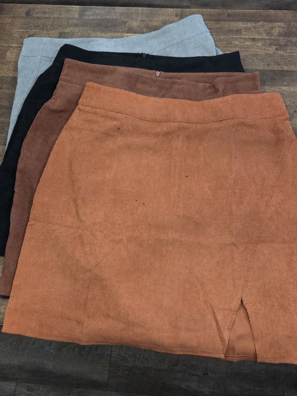 SHEIN Corduroy Mini Skirt Set in Rust, Brown, Black and Gray